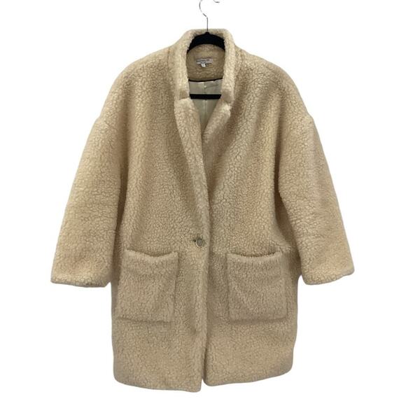 Emerson Fry Teddy Bear Coat In Ivory Size Large Oversized Fit - Picture 4 of 14